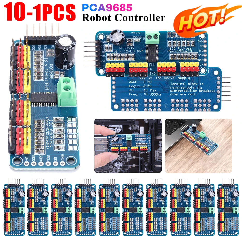 PCA9685 PWM Servo Motor Shield Treiber IIC Schnittstelle 16-Kanal 12-Bit PWM Servo Motor Treiberplatine