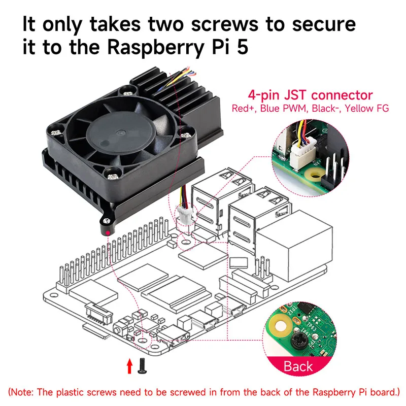 Raspberry Pi 5 Gehäuse Aluminium Aktiv kühler schwarz passives Kühl – Bild 4