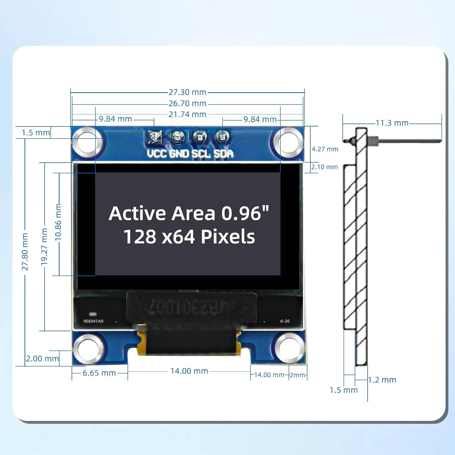 0,96 Zoll oled Display-Modul, 128x64 Pixel i2c ssd1306 leuchtende oled – Bild 4
