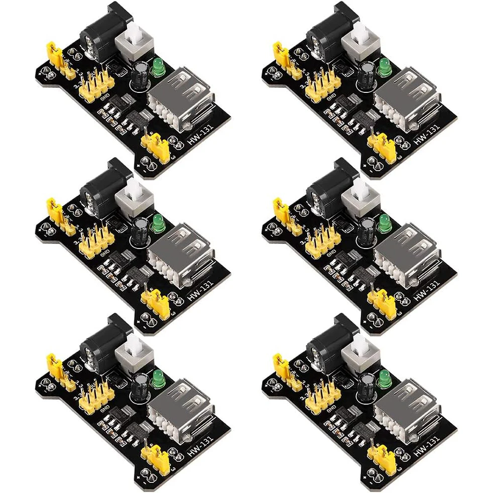 3,3V 5V MB102 Breadboard Netzteil Modul DC 6,5-12V USB für Arduino lötfreies Brot Board (6 Stück)