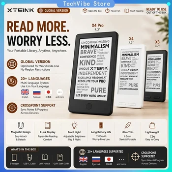 XTEINK E-Book X3 X4 Pro X4pro Global Edition Reader, tragbar, 3,7/4,3 Zoll Bildschirm, magnetisch, leicht