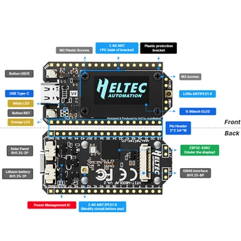 Heltec V4 0,96 Zoll OLED Solarbetriebenes LoRa 32 Dev-Board GPS ESP32 SX1262 WiFi BLE Low Power für Arduino