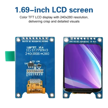 1,69-Zoll-TFT-LCD-Bildschirmmodul ST7789V3 SPI-Schnittstelle Design mit abgerundeten Ecken, ultradünnes