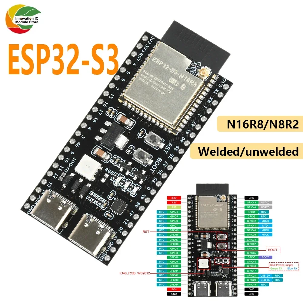 ESP32-S3 2,4GHz WiFi Bluetooth Modul ESP32-S3-N16R8 N8R2 Entwicklungsboard CORE Board Typ-C ESP32 S3