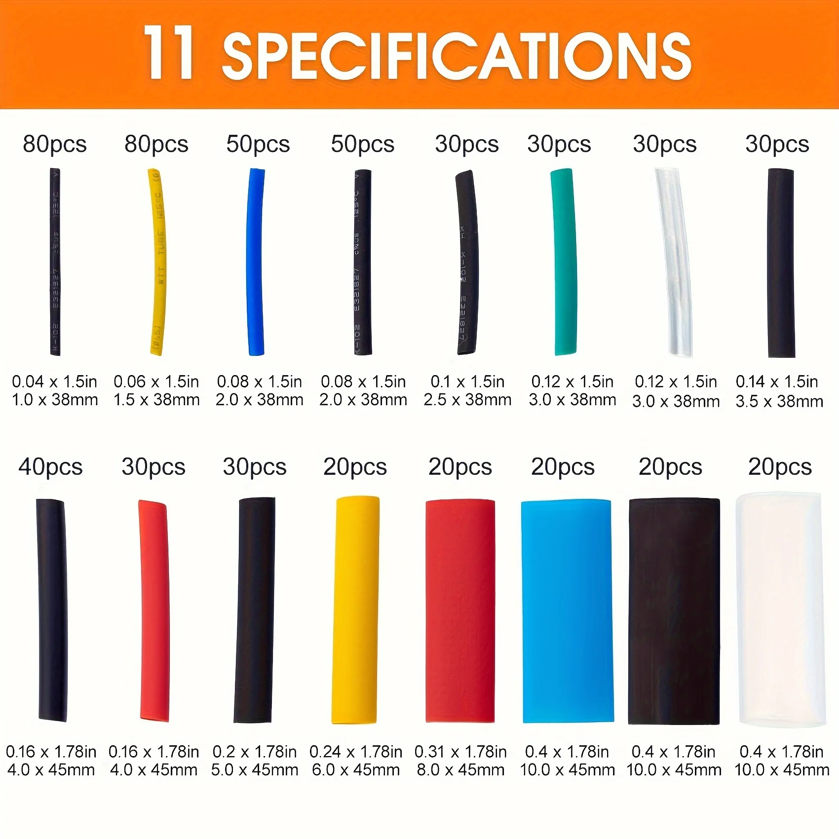 Schrumpfschlauch-Set, 6 Farben, Elektrische (580 Stück) – Bild 2