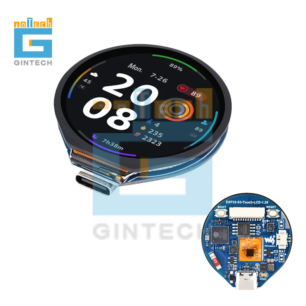 ESP32-S3 Entwicklungsboard mit 1,28 Zoll Rundem Touch-LCD, Kompakter Größe, Beschleunigungsmesser