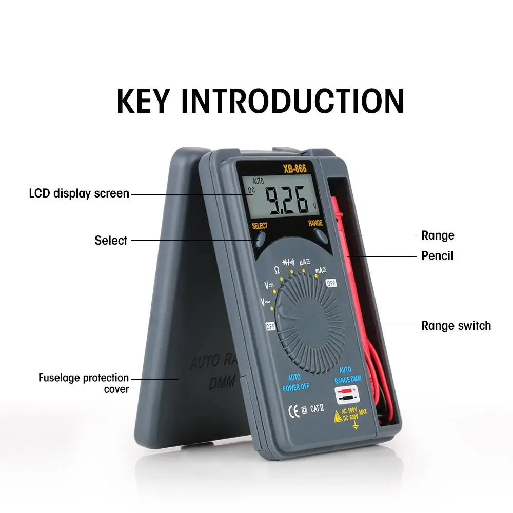 Digitales Multimeter mit automatischer Bereichswahl, AC/DC-Amperemeter, Taschen-Voltmeter, Prüfgerät