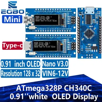 Nano V3.0 Entwicklungsboard ATmega328P CH340C 0,91'' weißes OLED-Display 128*32 für Arduino Nano V3.0 MINI USB