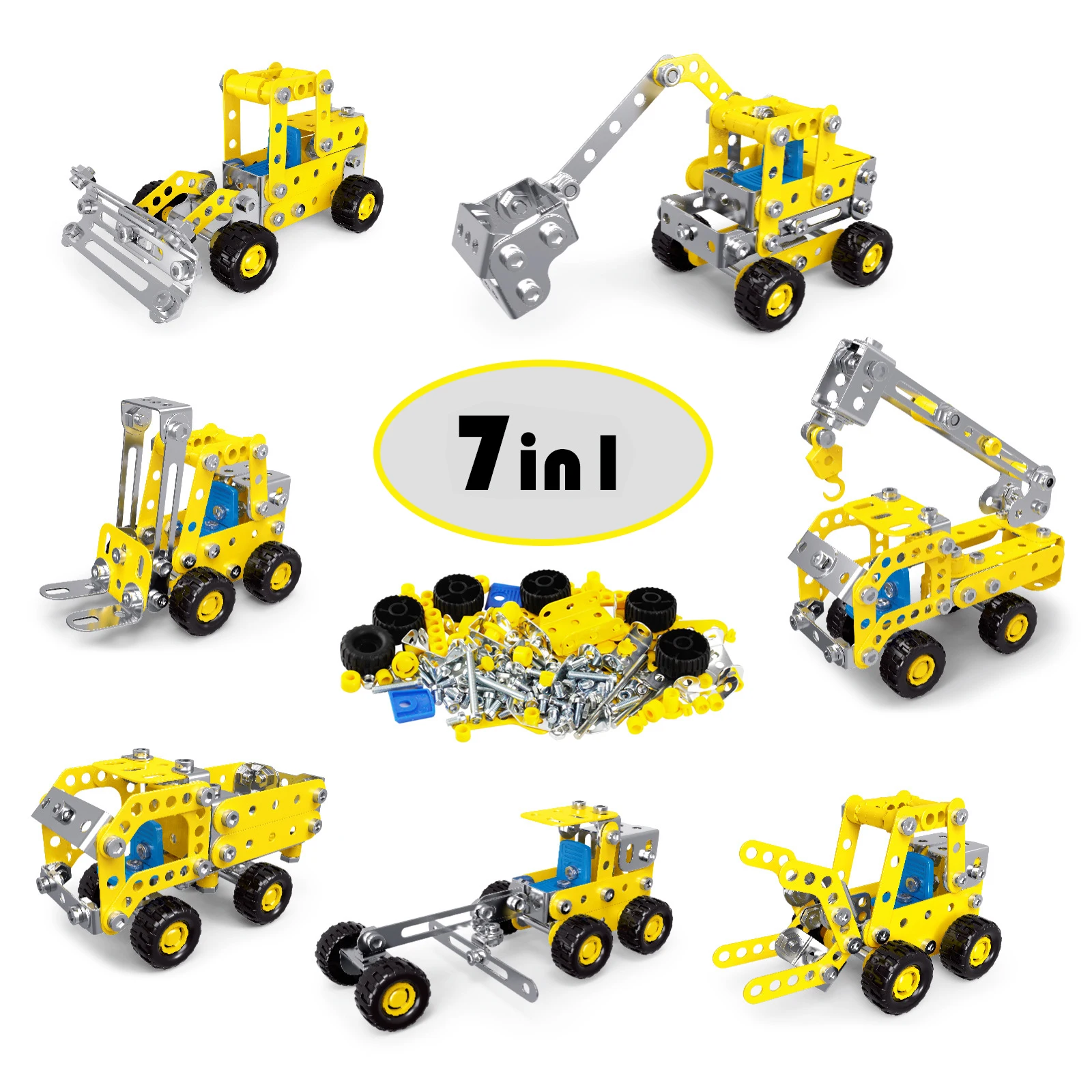 7-in-1 Metall-Baufahrzeug-Bausatz DIY Legierungs-Konstruktions-LKW – Bild 5