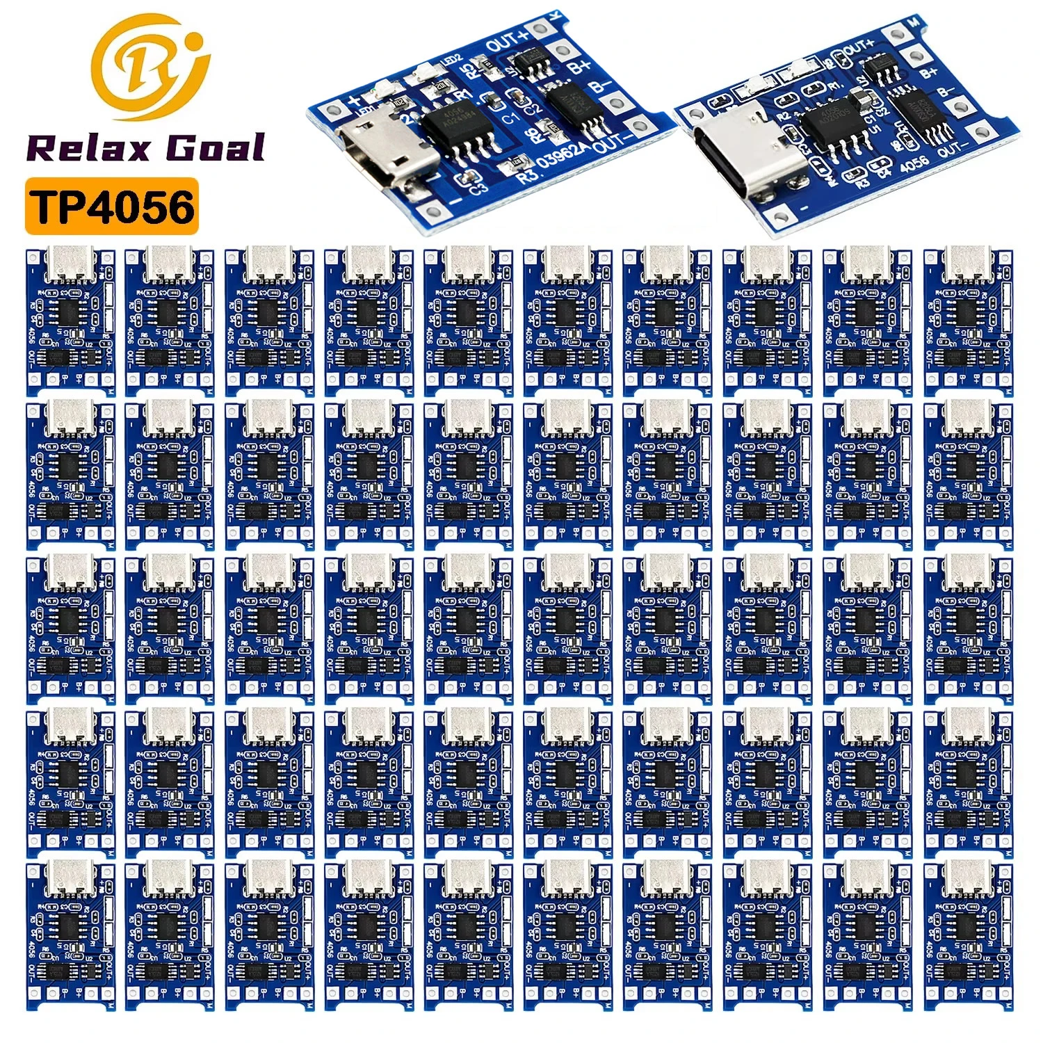 TP4056 5 V 1 A Typ-C USB Micro 18650 Lithium-Batterie-Ladegerät-Modul Ladeplatine mit Schutz Doppelfunktionen