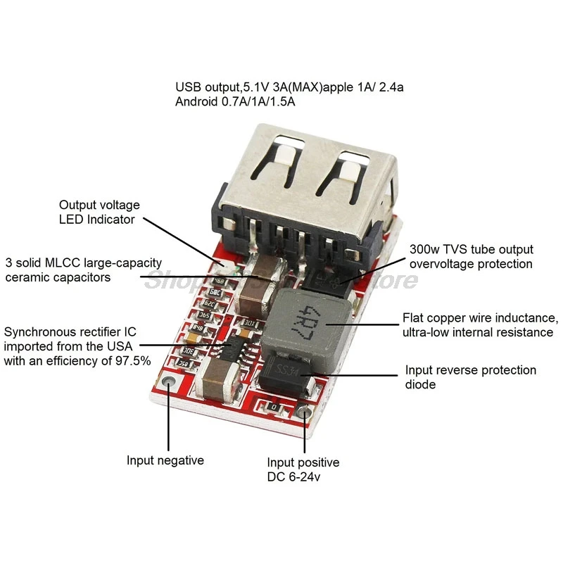 Feine 6-20V 12V/24V zu 5V 3A AUTO USB Ladegerät Modul DC (5 Stück) – Bild 3