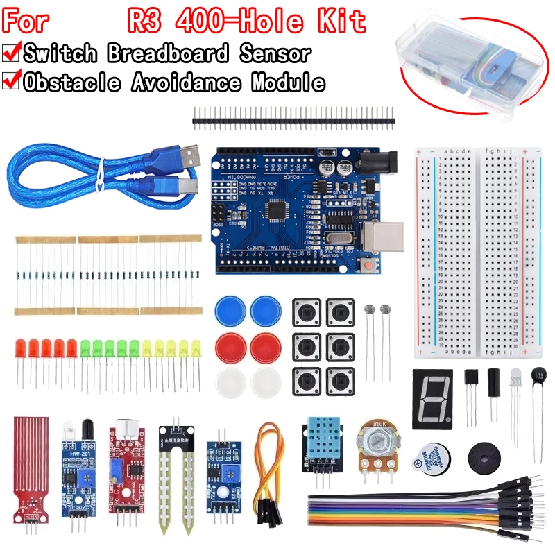 Basic Starter Kit für Arduino UnoR3 Set DIY Kit - R3 Board/Breadboard + Einzelhandelsverpackung