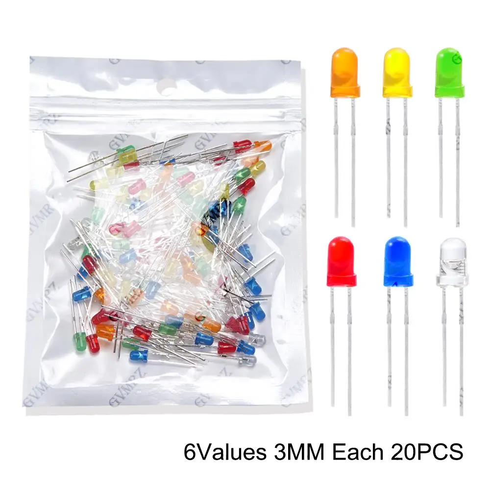 F3 F5 3MM 5MM Leuchtdioden Elektronik-Set F3 F5 LED-Dioden Sortiment – Bild 4