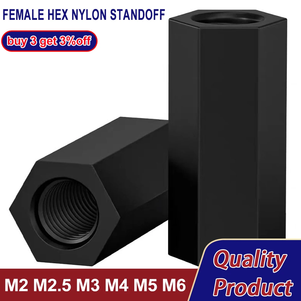 M2 M2.5 M3 M4 M5 M6 Schwarze Nylon-Innensechskant-Abstandshalter – Bild 2