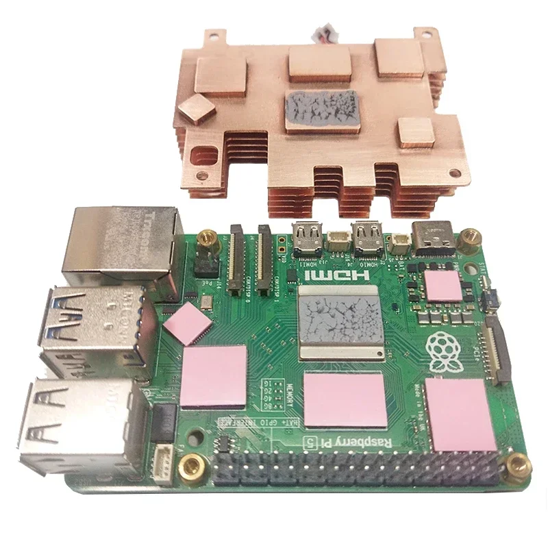 Raspberry Pi 5, aktiver Kühler, Vollkupfer-Kühlkörper mit niedrigem – Bild 3