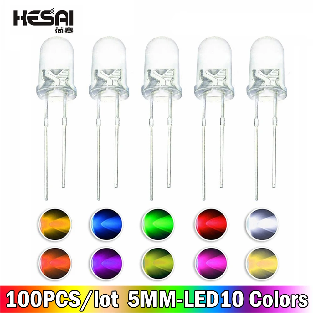 3mm 5mm LED-Dioden-Sortiment-Kit Weiß Grün Rot Blau Gelb Orange F3 F5 – Bild 5