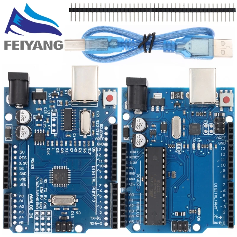 UNO R3 Entwicklungsboard ATmega328P CH340 CH340G für Arduino UNO R3 mit geradem Stiftleiste mit Kabel