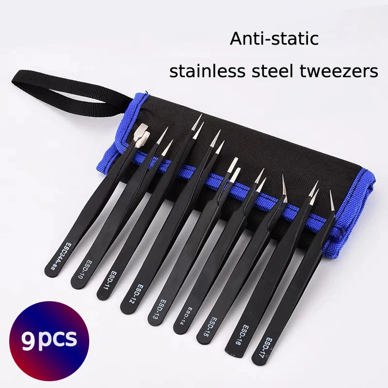 ESD Edelstahl Pinzette Präzision Antistatische Industrielle Reparatur Werkzeuge Pinzette für Elektronik Löten