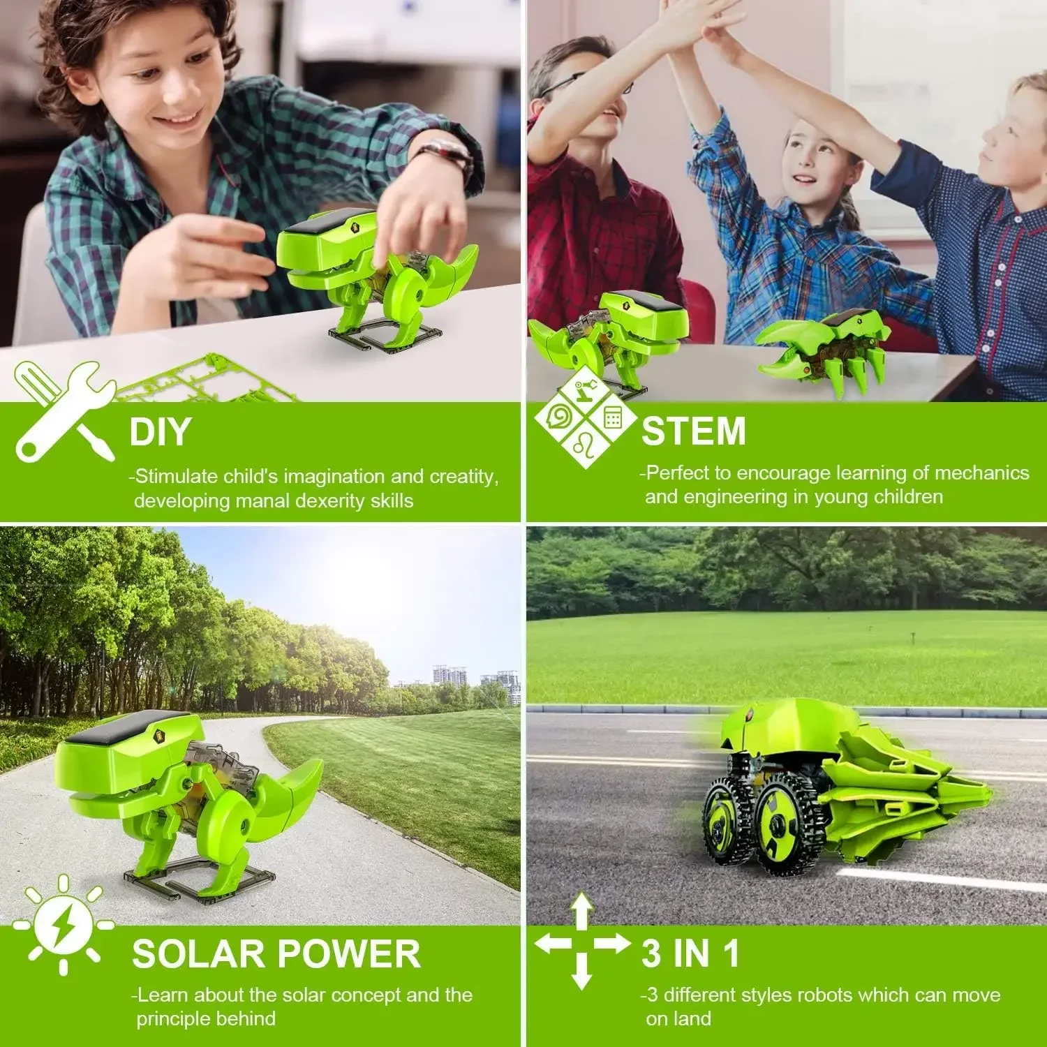Montieren Solar Roboter Kit 3 in 1 Stiel Lernspiel zeug DIY – Bild 2