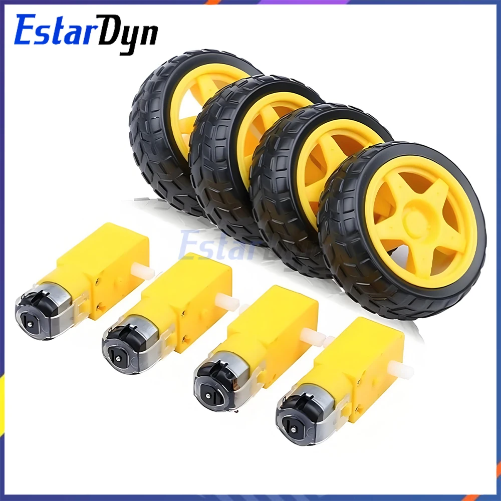 STM32 4WD Roboter-Smart-Car-Chassis, TT Getriebemotor mit Encoder Anti-Interferenz für DIY