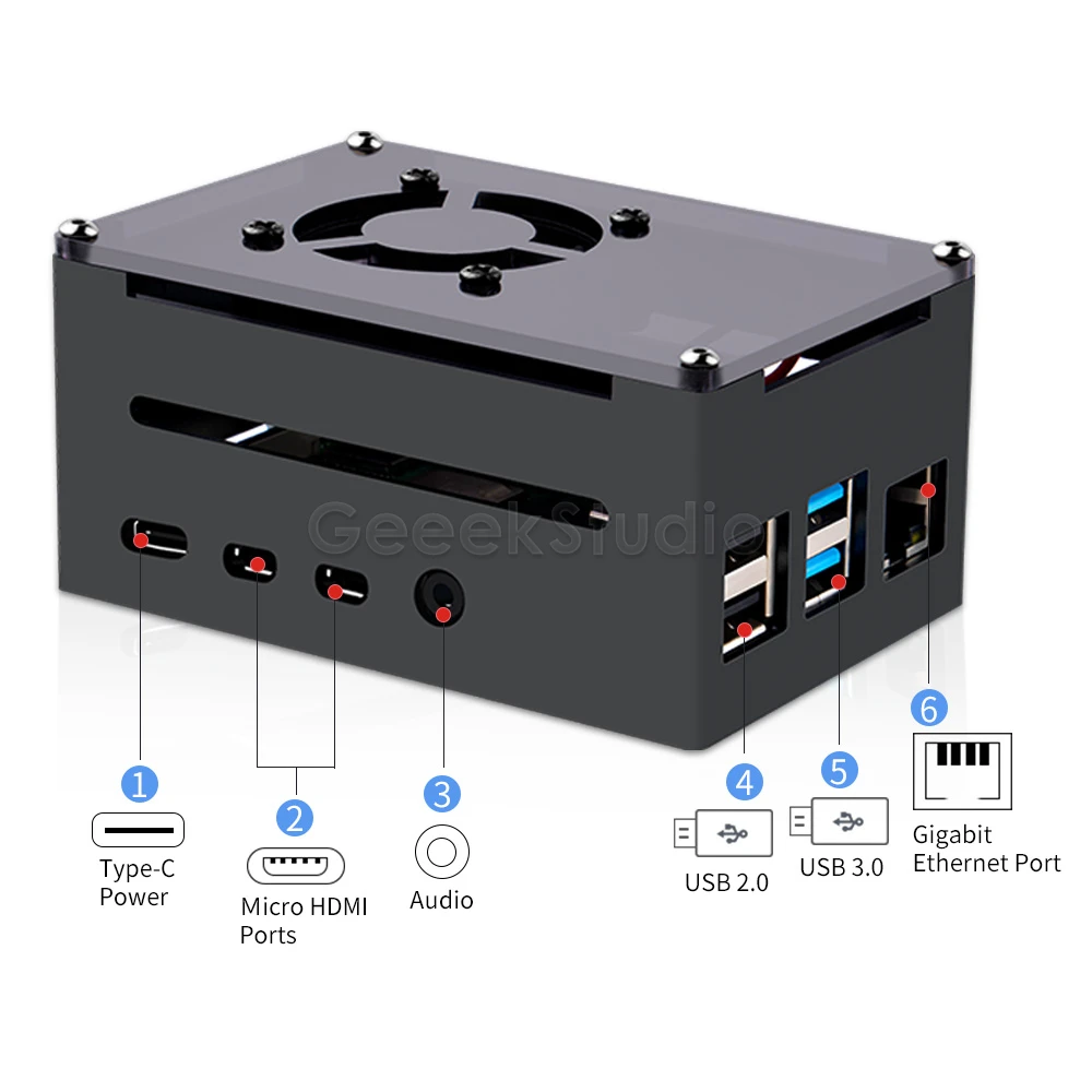 Raspberry Pi 4 Modell B Aluminium gehäuse schwarze Metall gehäuse – Bild 3
