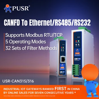 PUSR CAN zu RS485/RS232/Ethernet CAN zu seriellem Protokollkonverter Modbus RTU zu Modbus TCP Gateway