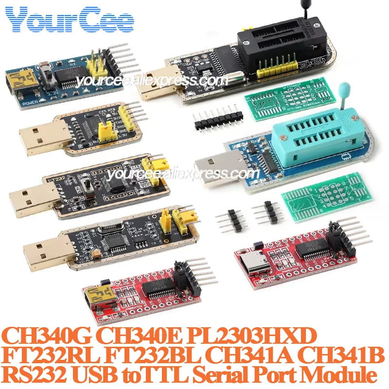 USB zu TTL Serieller Konverter-Modul FT232RL FT232BL CH340A CH340E CH340G PL2303HXD Downloader Brenner