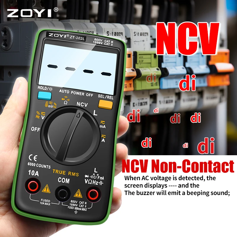 Digitalmultimeter, LCD-Multimeter, 6000 Zählungen, True RMS, Strom – Bild 3