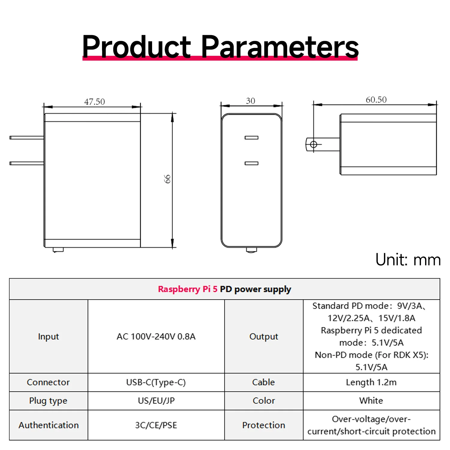 Raspberry Pi Netzteil PD 27W USB-C Stromadapter 5,1V 5A EU US JP – Bild 6