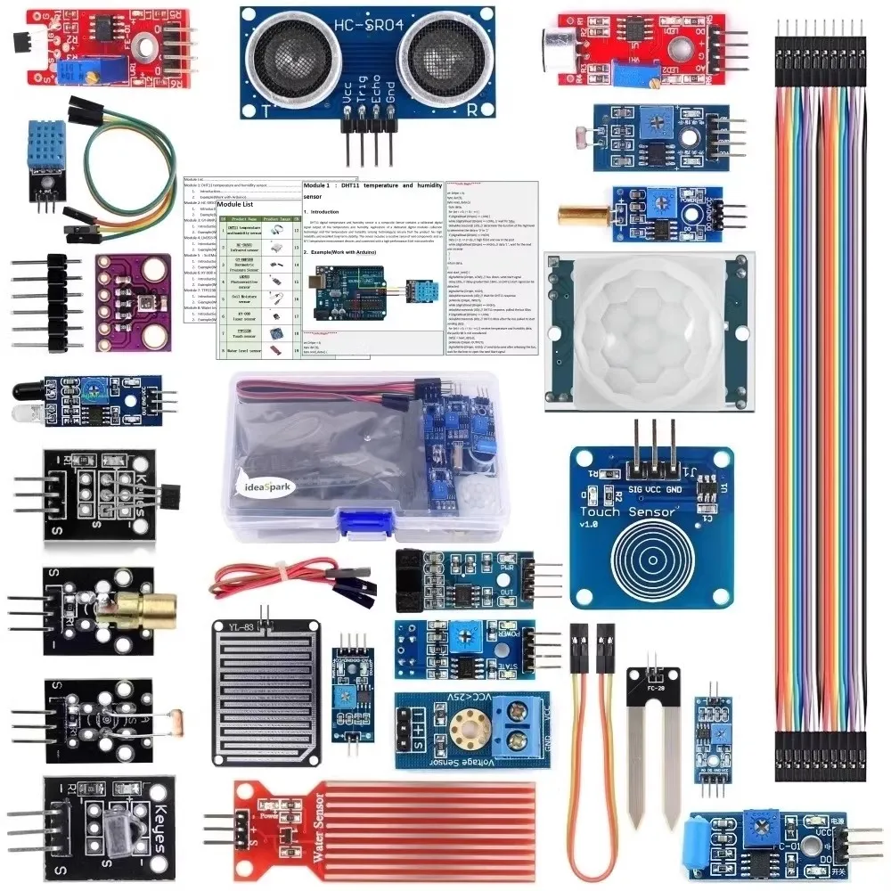 22-in-1-Sensor-Kit, Modul-Kit für Roboter, Lernen, Anfänger-Kit, Bodenfeuchtigkeit, Mikrofon