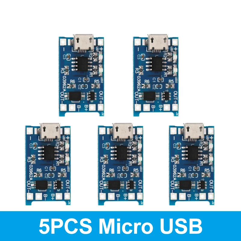 Typ-c Micro USB 5V 1A 18650 TP4056 Lithium-Batterie Ladegerät Modul Lade Board mit Schutz Dual (5 Stück)