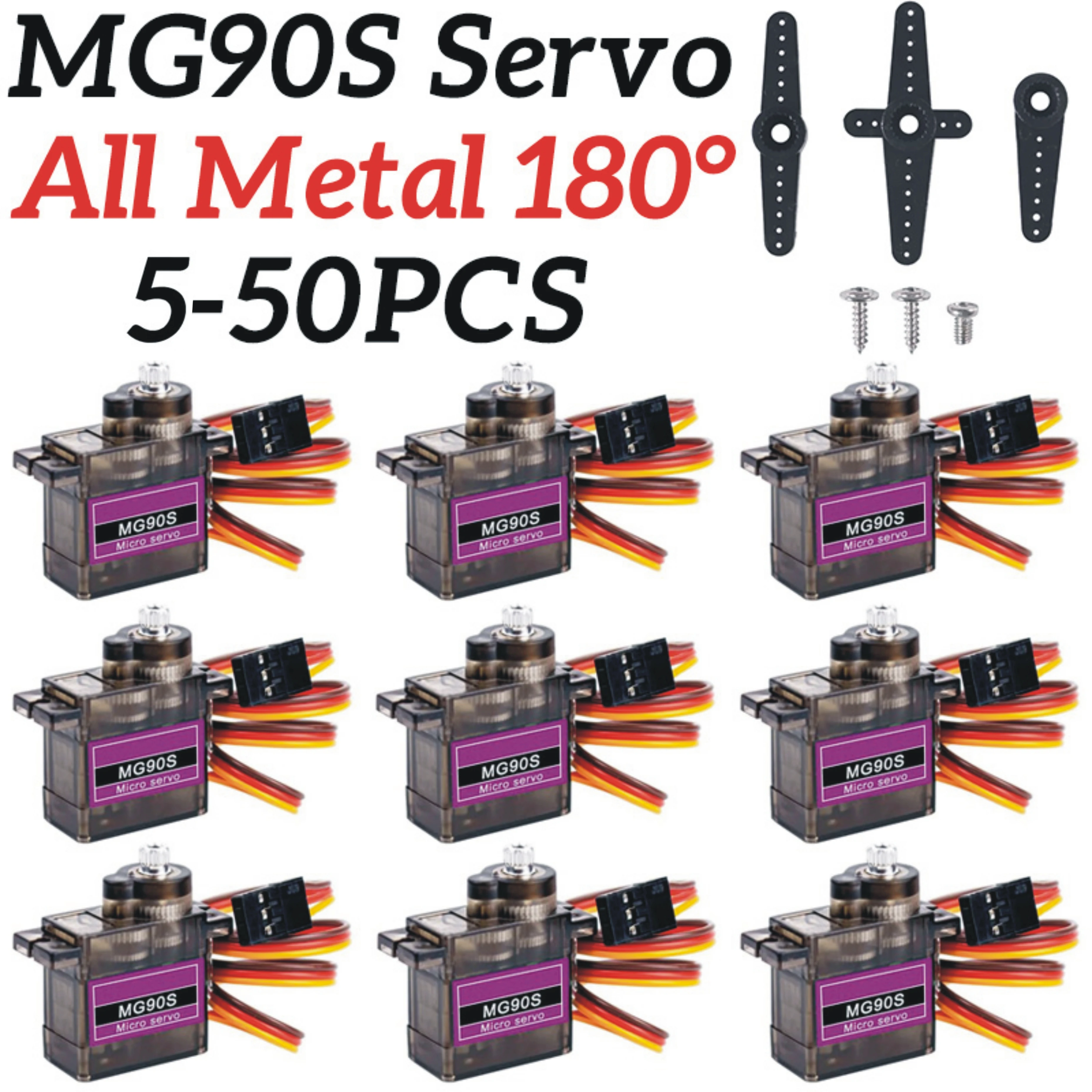 MG90S Servo 9g 5/10/20/50 Stück Ganzmetallgetriebe 9g SG90 Verbesserte Version für Hubschrauber Flugzeug Boot