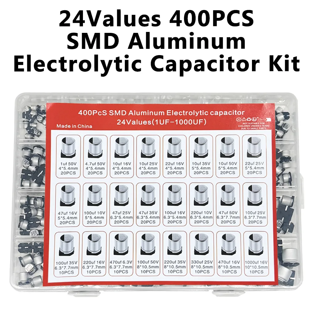Aluminium-Elektrolytkondensatoren SMD-Sortiment-Kit 400 Stück 24 Werte – Bild 6