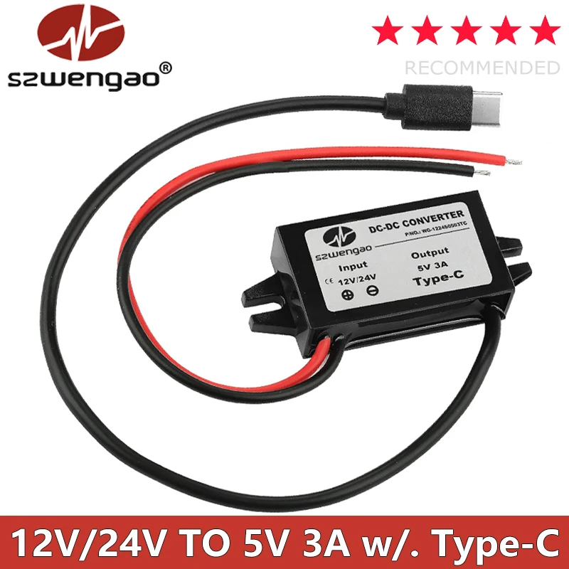 DC-DC 12V 24V auf 5V 3A 15W Auto-Stromrichter Typ-C USB Step Down – Bild 2