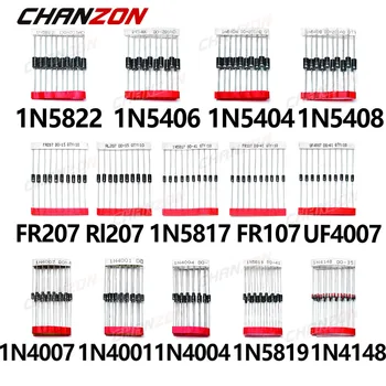 14-Werte-Schottky-Dioden-Sortiment-Set mit schneller Schaltung 1N4001 1N4004 1N4007 1N5408 UF4007 FR207 1N5817