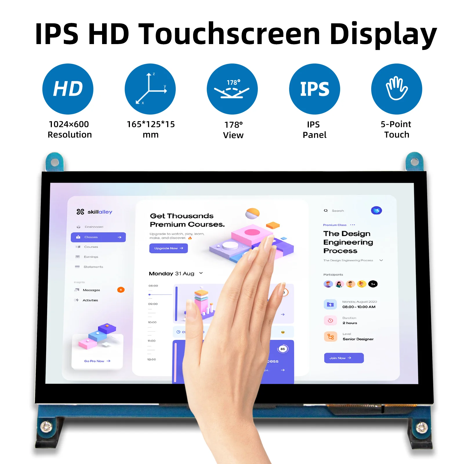 Raspberry Pi 7-Zoll-Bildschirm, IPS TFT LCD HDMI-Display – Bild 3