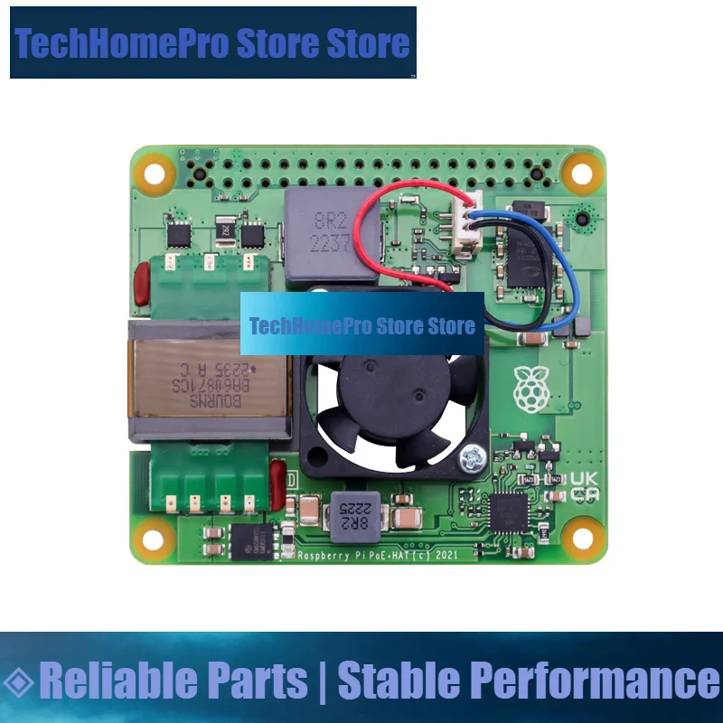 TechHP Raspberry Pi PoE+ HAT für Raspberry Pi 4B 3B+ Power Over Ethernet Zusatzplatine mit Kühlventilator