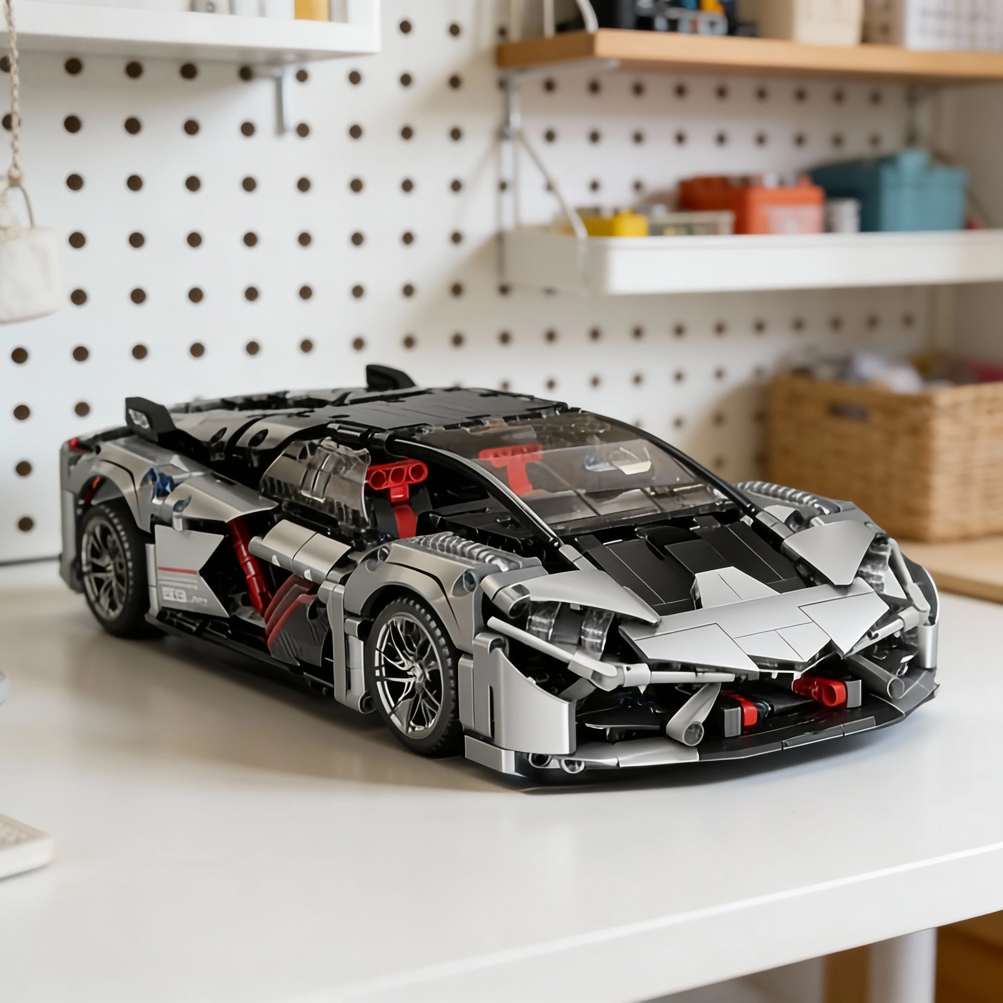 Supercar-Rennmodell-Bausteinset, DIY-Bausatz für mechanische Hypercars, pädagogisches STEM-Spielzeug, Geschenk