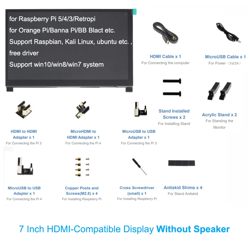 Raspberry Pi 5 7 zoll IPS Touchscreen Monitor 1024X600 HDMI-kompatibel LCD Modul Mini PC Tragbare Monitor