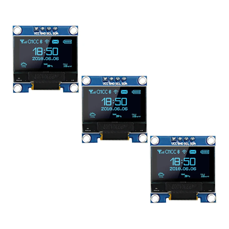 0,96 Zoll OLED-Anzeigemodul 128 x 64 SSD1306 leuchtende I2C-OLED-Anzeigetafel kompatibel mit Arduino (5 Stück)