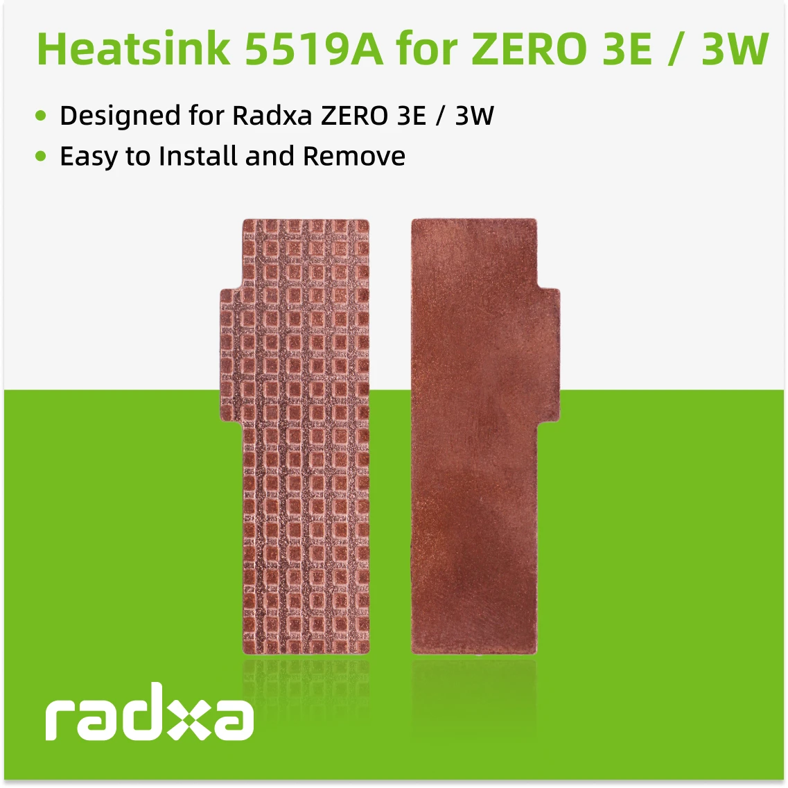 Radxa Kühlkörper 5519A, konzipiert für Radxa ZERO 3W / 3E, einfach zu installieren und zu entfernen