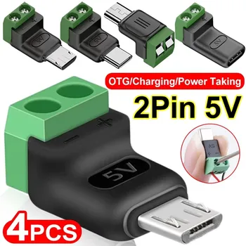 Lötfreier Stecker USB-C auf 2-Pin-Anschlussadapter Schraubklemme 5V Crimpanschlussblock Grün Typ-C auf 2-Pin
