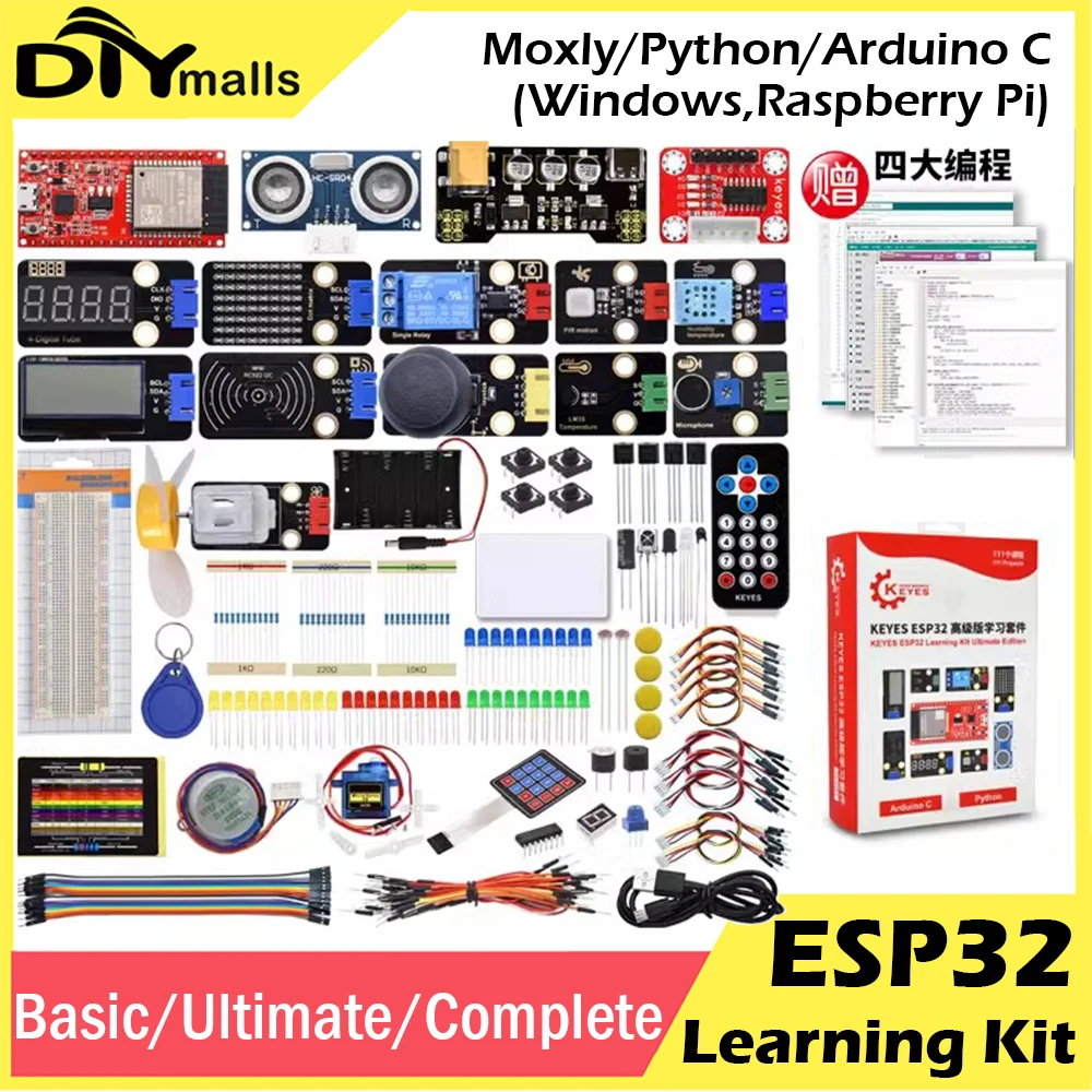KEYESTUDIO ESP32 Basic Ultimate Learning Kit Elektronische Komponenten Sensoren Modul für Arduino Essential