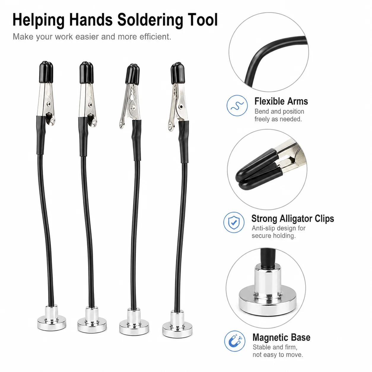 Dritte Hand zum Löten, 4-teiliger flexibler Arm mit magnetischer – Bild 5