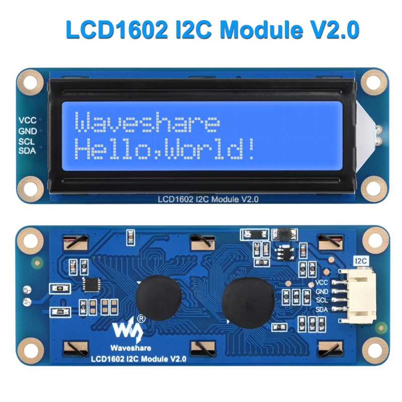 Waveshare LCD1602 I2C LCD-Modul 16 x 2 Zeichen 3,3 V/5 V Hintergrundbeleuchtung einstellbar für Arduino