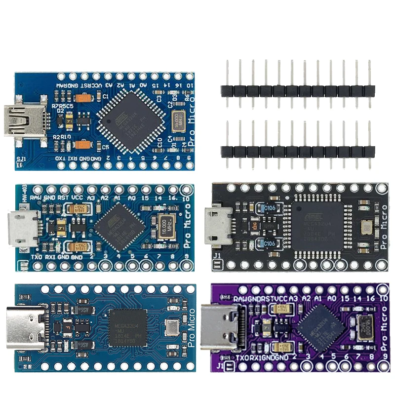 Pro Micro ATMEGA32U4 5V/16MHZ Modul Mit dem Bootloader für Arduino MINI USB/Micro USB/TYPE-C mit 2-reihigem