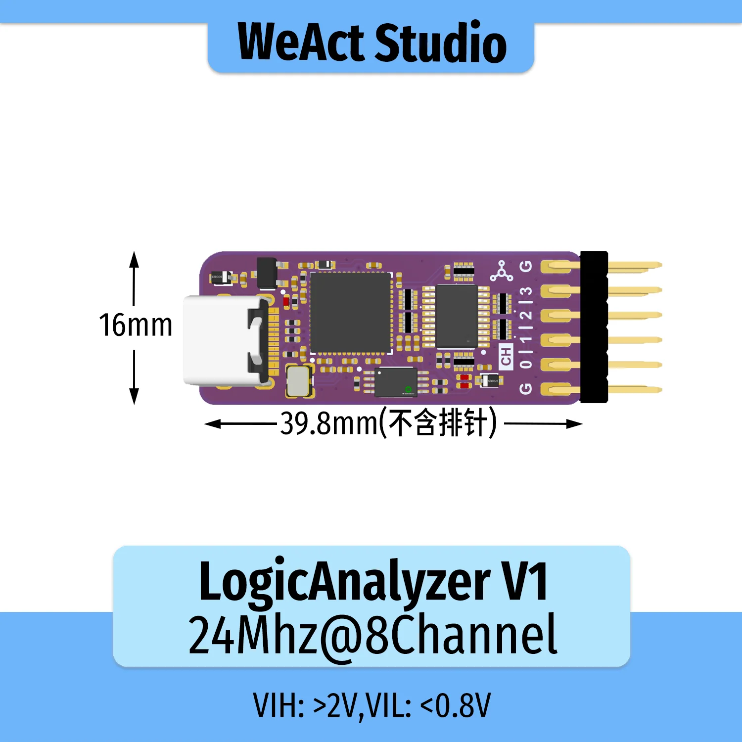 WeAct LogicAnalyzer V1 Mini USB Logikanalysator 24MHz 8CH 8-Kanal – Bild 6