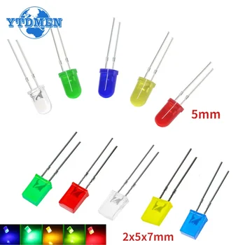 3mm LED Diode 5mm Super Helle LED Emitting Dioden Sortiment Set 2x5x7mm Weiß Rot Grün Blau Gelb (100 Stück)