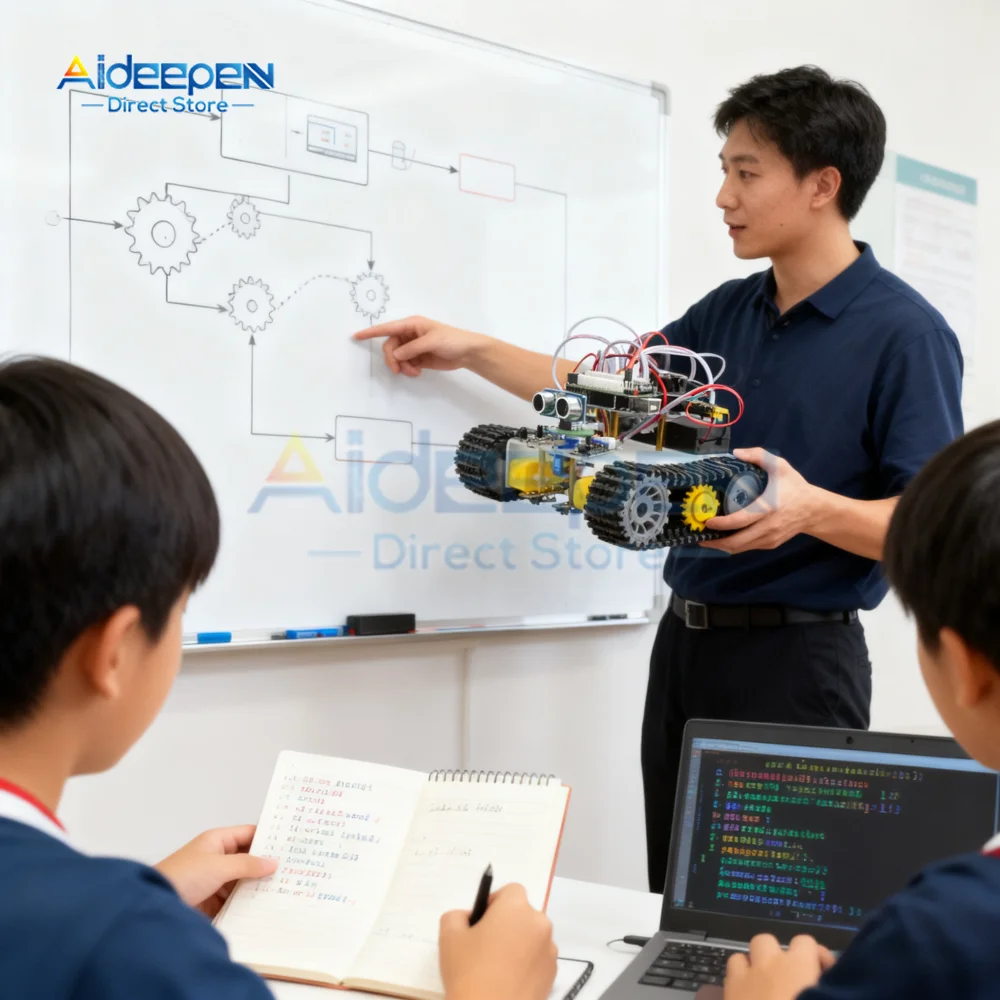 Intelligenter Roboter-Bausatz mit Ultraschall-Hinderniserkennung, Bluetooth, kabelloses Lernkit für Arduino
