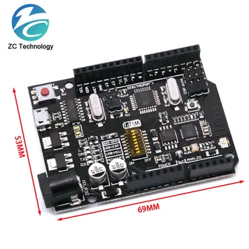 UNO + WiFi R3 ATmega328P + ESP8266 CH340 (32Mb speicher) 6V-9V USB-TTL CH340G Für Arduino NodeMCU WeMos Eine
